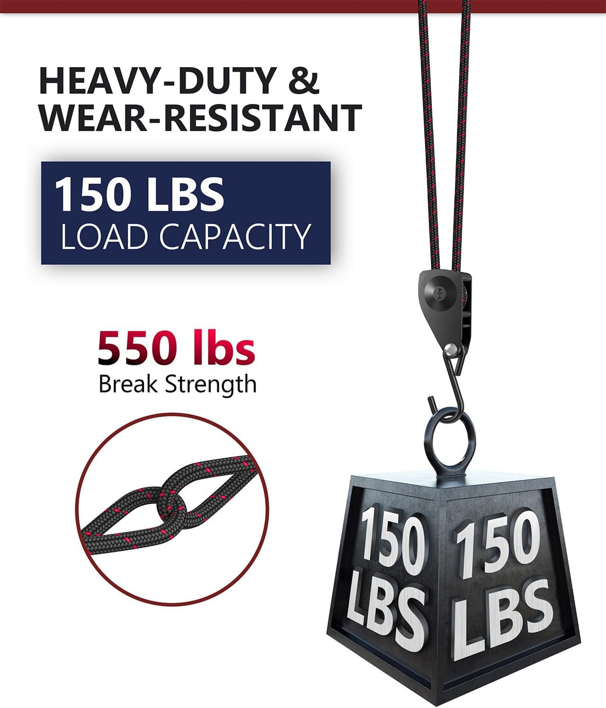 VIPARSPECTRA Ratchet Tie Down Straps, 1/4" Adjustable Rope Hangers 4 Pack, 12FT Tie-Down