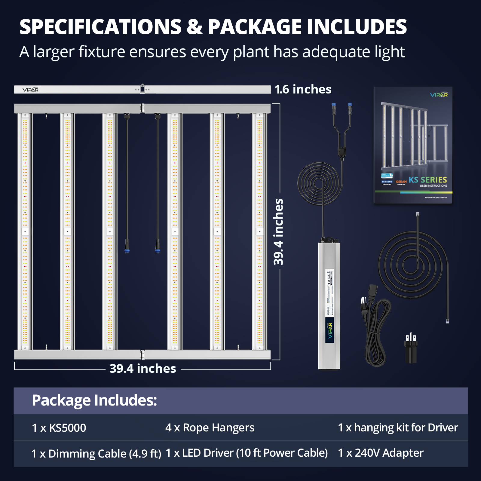 ViparSpectra® KS5000 500W LED Grow Light